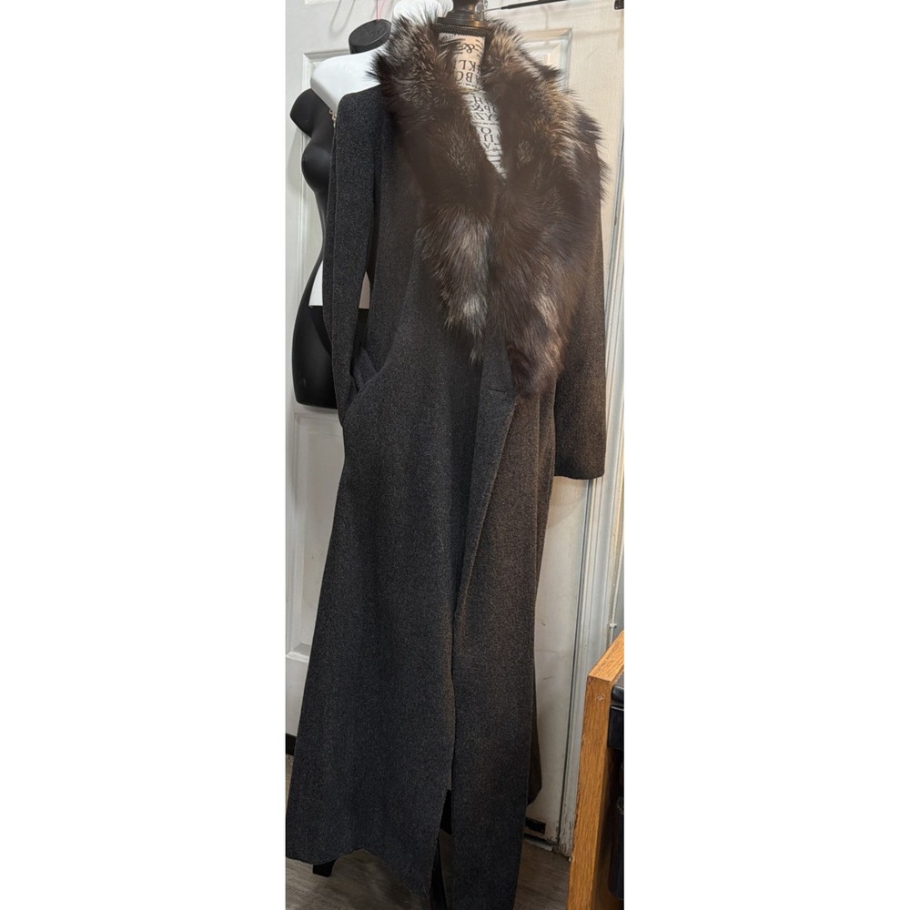 Marvin Richards Women's winter real fox fur lambswool long coat tag 12 Fits Xl
